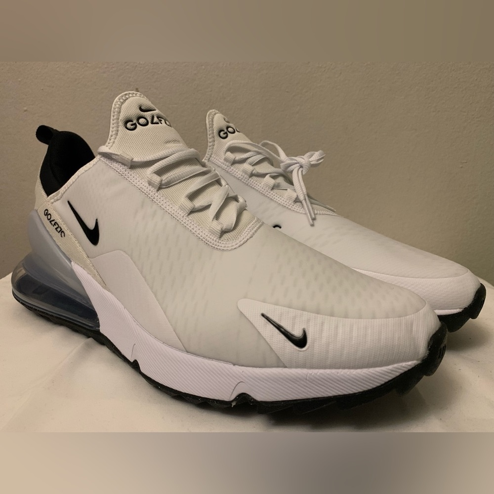 Nike Air Max 270 Golf Shoe White Black Pure Platinum CK6483-102 Multi Sizes